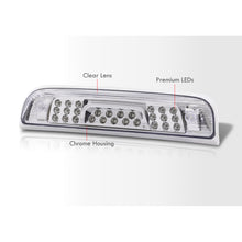 Load image into Gallery viewer, Chevrolet Silverado 1500 2014-2018 / 2500HD 3500HD 2015-2019 / GMC Sierra 1500 2014-2018 / 2500HD 3500HD 2015-2019 LED 3rd Brake Light Chrome Housing Clear Len