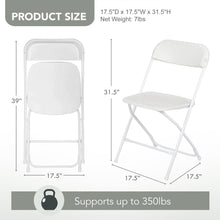 Load image into Gallery viewer, 6 Pack Plastic Folding Stackable Chairs Seat Office Home Event Wedding Party WHT