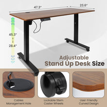 Load image into Gallery viewer, 47 x 24 Inch Height Adjustable Raising Standing Desk, Gaming Table with Smart Control for Bedroom, Gaming, Home, Office - Brown
