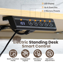 Load image into Gallery viewer, 47 x 24 Inch Height Adjustable Raising Standing Desk, Gaming Table with Smart Control for Bedroom, Gaming, Home, Office - Light Wood