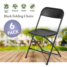 Load image into Gallery viewer, 6 Pack Plastic Folding Stackable Chairs Seat Office Home Event Wedding Party BLK