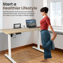 Load image into Gallery viewer, 47 x 24 Inch Height Adjustable Raising Standing Desk, Gaming Table with Smart Control for Bedroom, Gaming, Home, Office - Light Wood