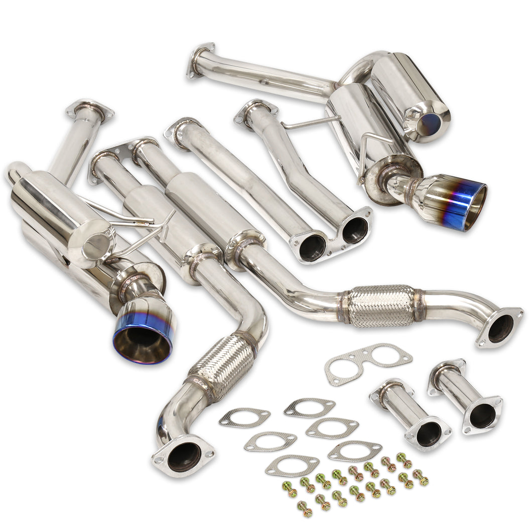 Infiniti G35 Coupe 2003-2007 / Nissan 350Z 2003-2009 Hi-Power Style Oval Dual Tip Stainless Steel Catback Exhaust System Burnt Tip (Piping: 2.25