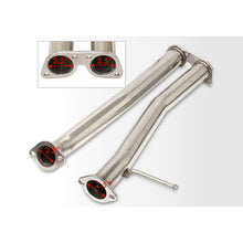 Load image into Gallery viewer, Infiniti G35 Coupe 2003-2007 / Nissan 350Z 2003-2009 Hi-Power Style Oval Dual Tip Stainless Steel Catback Exhaust System Burnt Tip (Piping: 2.25&quot; / 58mm | Tip: 4.0&quot;)

