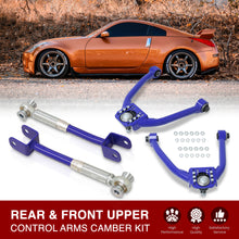 Load image into Gallery viewer, Nissan 350Z 2003-2009 / Infiniti G35 2003-2007 Front Upper & Rear Control Arms Camber Kit Blue
