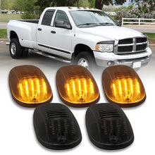 Load image into Gallery viewer, Dodge Ram 1500 2500 3500 2003-2018 / 4500 5500 2011-2018 5 Piece Front Amber LED Cab Roof Clearance Lights Smoke Len (Models With Factory Roof Lights)
