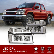 Load image into Gallery viewer, Chevrolet Colorado 2004-2012 LED DRL Bar Factory Style Headlights + Bumpers Chrome Housing Clear Len Clear Reflector