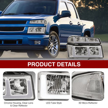 Load image into Gallery viewer, Chevrolet Colorado 2004-2012 LED DRL Bar Factory Style Headlights + Bumpers Chrome Housing Clear Len Clear Reflector