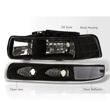 Load image into Gallery viewer, Chevrolet Silverado 1999-2002 / Suburban Tahoe 2000-2006 Factory Style Headlights + Bumpers Black Housing Clear Len Clear Reflector