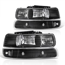 Load image into Gallery viewer, Chevrolet Silverado 1999-2002 / Suburban Tahoe 2000-2006 Factory Style Headlights + Bumpers Black Housing Clear Len Clear Reflector (All Black Bumpers)