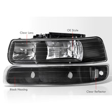 Load image into Gallery viewer, Chevrolet Silverado 1999-2002 / Suburban Tahoe 2000-2006 Factory Style Headlights + Bumpers Black Housing Clear Len Clear Reflector (All Black Bumpers)