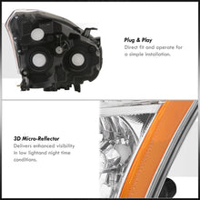 Load image into Gallery viewer, Nissan Rogue 2008-2013 Factory Style Headlights Chrome Housing Clear Len Amber Reflector (Halogen Models Only)