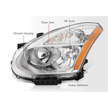 Load image into Gallery viewer, Nissan Rogue 2008-2013 Factory Style Headlights Chrome Housing Clear Len Amber Reflector (Halogen Models Only)