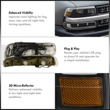 Load image into Gallery viewer, Chevrolet Silverado 1999-2002 / Suburban Tahoe 2000-2006 LED DRL Bar Factory Style Headlights + Bumpers Black Housing Clear Len Amber Reflector