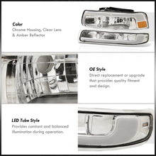 Load image into Gallery viewer, Chevrolet Silverado 1999-2002 / Suburban Tahoe 2000-2006 LED DRL Bar Factory Style Headlights + Bumpers Chrome Housing Clear Len Amber Reflector