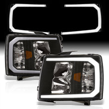 Load image into Gallery viewer, Chevrolet Silverado 2007-2013 LED DRL Bar Factory Style Headlights Black Housing Clear Len Amber Reflector