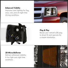 Load image into Gallery viewer, Chevrolet Silverado 2007-2013 LED DRL Bar Factory Style Headlights Black Housing Clear Len Amber Reflector