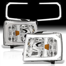 Load image into Gallery viewer, Chevrolet Silverado 2007-2013 LED DRL Bar Factory Style Headlights Chrome Housing Clear Len Amber Reflector