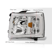 Load image into Gallery viewer, Chevrolet Silverado 2007-2013 LED DRL Bar Factory Style Headlights Chrome Housing Clear Len Amber Reflector