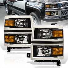 Load image into Gallery viewer, Chevrolet Silverado 1500 2014-2015 Factory Style Headlights Black Housing Clear Len Amber Reflector (Will Not Fit 2500 & HD Models)