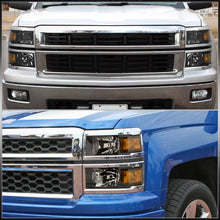 Load image into Gallery viewer, Chevrolet Silverado 1500 2014-2015 Factory Style Headlights Black Housing Clear Len Amber Reflector (Will Not Fit 2500 & HD Models)