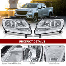 Load image into Gallery viewer, 2015-2020 Chevy Colorado 4-Door Extra Cab | Crew Cab Models Compatible w/ Factory Halogen Headlight Models Only Chrome Housing Clear Lens Reflector