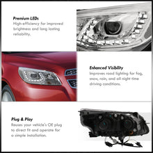 Load image into Gallery viewer, Chevrolet Malibu 2013-2015 Halo LED DRL Bar Projector Headlights Chrome Housing Clear Len Clear Reflector (Halogen Models Only)