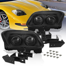 Load image into Gallery viewer, Chevrolet Corvette C5 1997-2004 Dual Projector Headlights Black Housing Clear Lens Clear Reflector