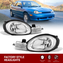 Load image into Gallery viewer, 2000-2002 Dodge Neon Headlights Assembly (w/o Bezel) Chrome Housing Clear Lens Reflector
