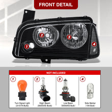 Load image into Gallery viewer, DODGE CHARGER 2006-2010 HEADLAMPS Black Housing Clear Lens Reflector