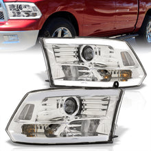 Load image into Gallery viewer, Dodge Ram 1500 2009-2018 / Ram 2500 3500 2010-2018 LED DRL Bar Projector Headlights Chrome Housing Clear Len Clear Reflector (Dual / Quad Models Headlamps Only)