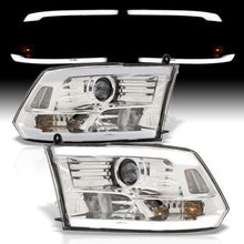 Load image into Gallery viewer, Dodge Ram 1500 2009-2018 / Ram 2500 3500 2010-2018 LED DRL Bar Projector Headlights Chrome Housing Clear Len Clear Reflector (Dual / Quad Models Headlamps Only)