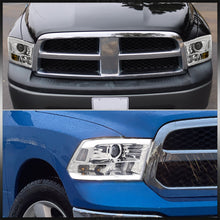 Load image into Gallery viewer, Dodge Ram 1500 2009-2018 / Ram 2500 3500 2010-2018 LED DRL Bar Projector Headlights Chrome Housing Clear Len Clear Reflector (Dual / Quad Models Headlamps Only)