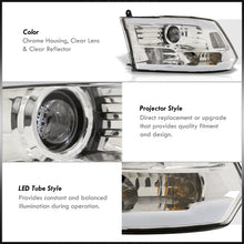 Load image into Gallery viewer, Dodge Ram 1500 2009-2018 / Ram 2500 3500 2010-2018 LED DRL Bar Projector Headlights Chrome Housing Clear Len Clear Reflector (Dual / Quad Models Headlamps Only)