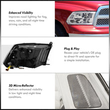 Load image into Gallery viewer, Dodge Ram 1500 2009-2018 / Ram 2500 3500 2010-2018 LED DRL Bar Projector Headlights Chrome Housing Clear Len Clear Reflector (Dual / Quad Models Headlamps Only)