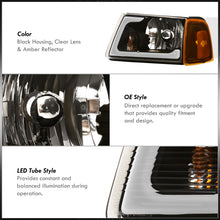 Load image into Gallery viewer, Ford Ranger 2001-2011 LED DRL Bar Factory Style Headlights + Corners Black Housing Clear Len Amber Reflector