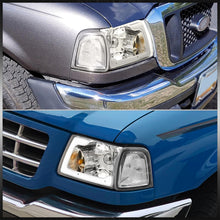 Load image into Gallery viewer, Ford Ranger 2001-2011 LED DRL Bar Factory Style Headlights + Corners Chrome Housing Clear Len Clear Reflector