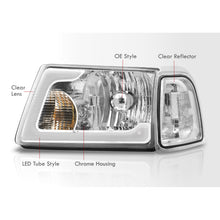 Load image into Gallery viewer, Ford Ranger 2001-2011 LED DRL Bar Factory Style Headlights + Corners Chrome Housing Clear Len Clear Reflector