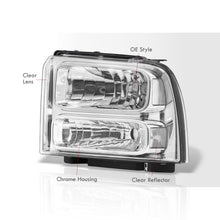 Load image into Gallery viewer, Ford F250 F350 F450 Super Duty 2005-2007 Factory Style Headlights Chrome Housing Clear Len Clear Reflector