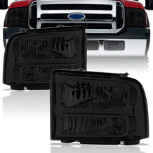 Load image into Gallery viewer, Ford F250 F350 F450 Super Duty 2005-2007 Factory Style Headlights Chrome Housing Smoke Len Clear Reflector
