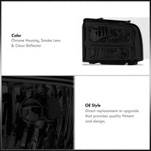 Load image into Gallery viewer, Ford F250 F350 F450 Super Duty 2005-2007 Factory Style Headlights Chrome Housing Smoke Len Clear Reflector