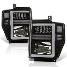 Load image into Gallery viewer, Ford F250 F350 F450 F550 Super Duty 2008-2010 Sequential LED DRL Bar Factory Style Headlights Black Housing Clear Len Clear Reflector
