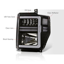 Load image into Gallery viewer, Ford F250 F350 F450 F550 Super Duty 2008-2010 Sequential LED DRL Bar Factory Style Headlights Black Housing Clear Len Clear Reflector