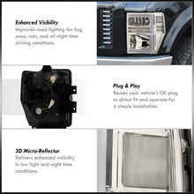 Load image into Gallery viewer, Ford F250 F350 F450 F550 Super Duty 2008-2010 Sequential LED DRL Bar Factory Style Headlights Chrome Housing Clear Len Clear Reflector