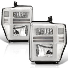 Load image into Gallery viewer, Ford F250 F350 F450 F550 Super Duty 2008-2010 Sequential LED DRL Bar Factory Style Headlights White Housing Clear Len Clear Reflector