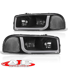 Load image into Gallery viewer, GMC Sierra 1500 2500 1999-2007 / Sierra 1500HD 2500HD 3500 2001-2007 / Yukon 1999-2006 / Yukon XL 1500 2500 2000-2006 LED DRL Bar Factory Style Headlights Black Housing Clear Len Clear Reflector