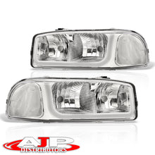 Load image into Gallery viewer, GMC Sierra 1500 2500 1999-2007 / Sierra 1500HD 2500HD 3500 2001-2007 / Yukon 1999-2006 / Yukon XL 1500 2500 2000-2006 LED DRL Bar Factory Style Headlights Chrome Housing Clear Len Clear Reflector