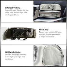 Load image into Gallery viewer, GMC Sierra 1500 2500 1999-2007 / Sierra 1500HD 2500HD 3500 2001-2007 / Yukon 1999-2006 / Yukon XL 1500 2500 2000-2006 LED DRL Bar Factory Style Headlights Chrome Housing Clear Len Clear Reflector