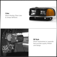 Load image into Gallery viewer, GMC Sierra 1500 1500HD 2500 2500HD 3500 1999-2006 / Sierra Classic 2007 / Yukon 2000-2006 / Yukon XL 1500 2500 2000-2006 Factory Style Headlights + Bumpers Black Housing Clear Len Clear Reflector