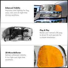 Load image into Gallery viewer, GMC Sierra 1500 1500HD 2500 2500HD 3500 1999-2006 / Sierra Classic 2007 / Yukon 2000-2006 / Yukon XL 1500 2500 2000-2006 Factory Style Headlights + Bumpers Chrome Housing Clear Len Amber Reflector